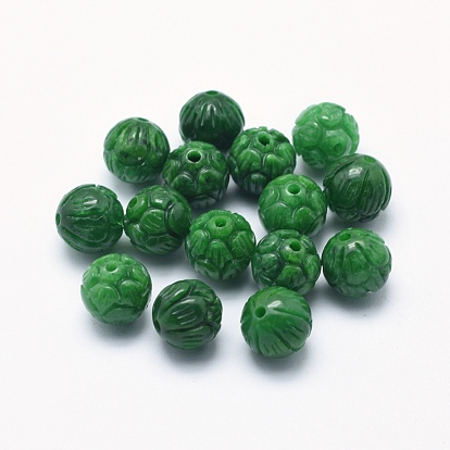 Natural Myanmar Jade/Burmese Jade Beads, Dyed, Round