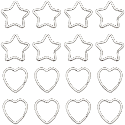 30 шт. 2 стили разъемные кольца из цинкового сплава, Сердце и звезда