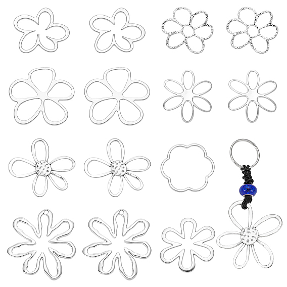 16 шт. 8 стили подвески из сплава в тибетском стиле с цветами