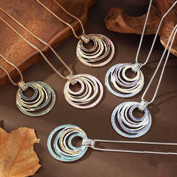 Многокольцевые эмалевые ожерелья из цинкового сплава для женщин