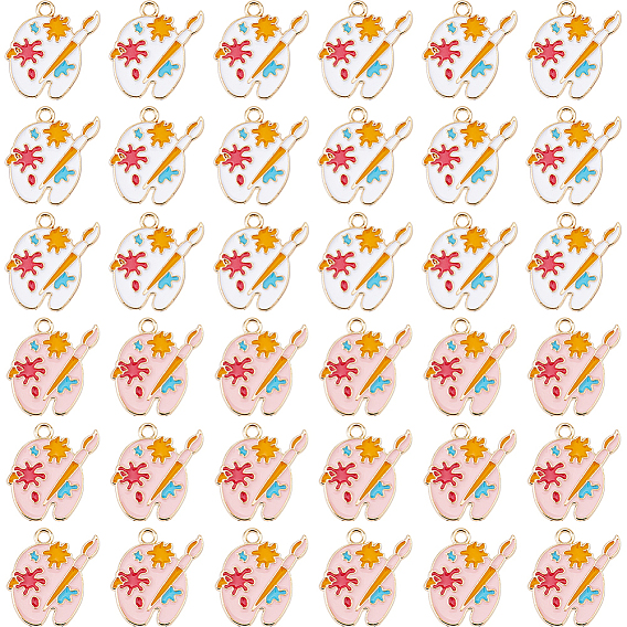 36 шт 2 цвета подвески из сплава, с эмалью, без кадмия и без свинца, золотой свет, цветовая палитра