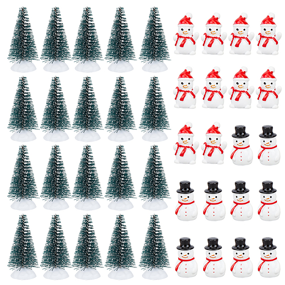 40шт. 3 стили рождественских декоративных элементов из смолы, для украшения домашнего офиса, снеговик и рождественская елка