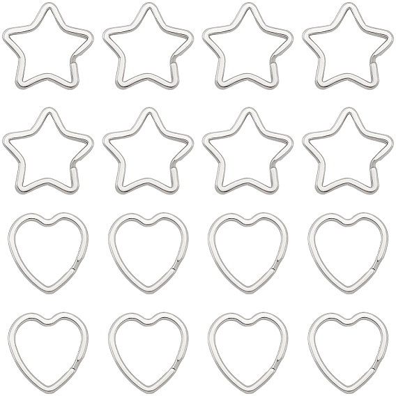 30 шт. 2 стили разъемные кольца из цинкового сплава, Сердце и звезда