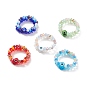 2Pcs 2 Style Lampwork Evil Eye & Glass Beaded Stretch Finger Rings for Women