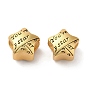 Rack Plating Brass European Beads, Large Hole Beads, Long-Lasting Plated, Matte Style, Star with Word