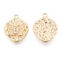 Brass Micro Pave Clear Cubic Zirconia Charms, Cadmium Free & Nickel Free & Lead Free, Textured, Nuggets with Butterfly
