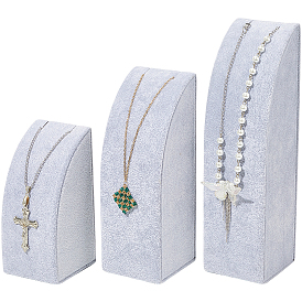 3 шт. 3 размеры вертикальные деревянные подставки для ожерелий, покрытые бархатом, полуарочная форма