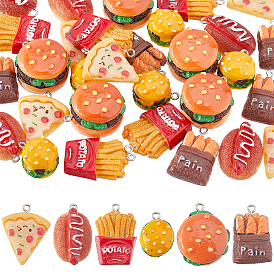 30 шт 6 стили подвески из непрозрачной смолы, имитация еды, с петлей из платинового сплава, разнообразные