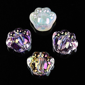 Transparent Acrylic Beads, Cat Paw, AB Color