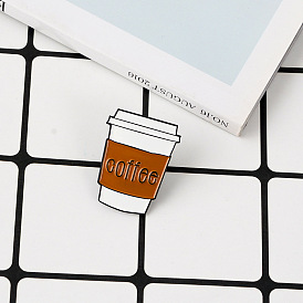 Cute Cartoon Alphabet Coffee Cup Brooch for Clothes and Bags