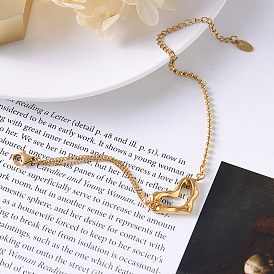 Minimalist Fashion Titanium Steel 18K Gold Plated Heart Charm Bracelet for Women