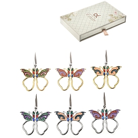 Stainless Steel Butterfly Scissors, Embroidery Scissors, Sewing Scissors, with Enamel and Rhinestone