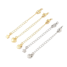 Латунный удлинитель цепи, с застежкой-карабином и подвесками, стойки покрытие, без кадмия и без свинца, долговечный, реальный 18 k позолоченный