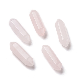 Natural Rose Quartz Healing Stones, Reiki Energy Balancing Meditation Therapy Wand, No Hole, Faceted, Double Terminated Points