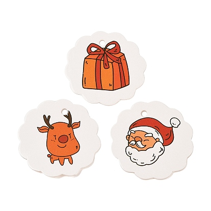 100шт рождественские тематические бумажные подарочные бирки, круглые