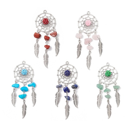 Подвески-ловцы снов из натуральных и синтетических камней, с фурнитурой из сплава и 304 петлей из нержавеющей стали