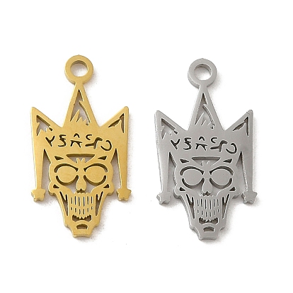 304 Stainless Steel Pendants, Laser Cut, Devil Skull Charm