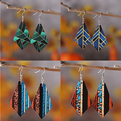 Baumelnde Ohrringe aus Drachenholz im Bohème-Stil, mit Edelstahl-, Schmuck für Frauen, Platin Farbe