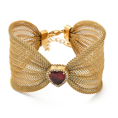 304 браслеты из нержавеющей стали с кубическим цирконием для женщин, бантом