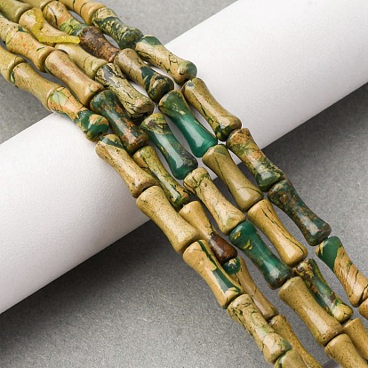 Нити бусин из натурального камня вердит, бамбуковая форма