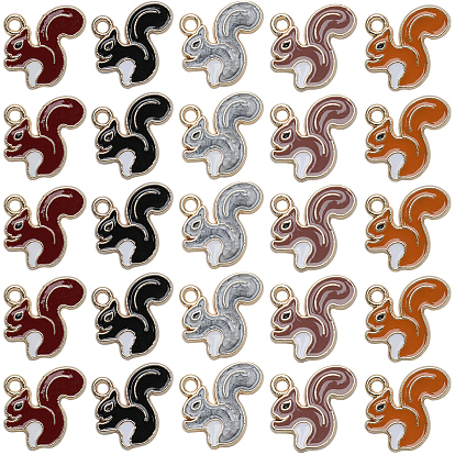 50 шт 5 цвета сплава эмалевые подвески, белка очарование