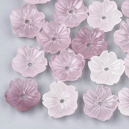 Perles de corail synthétiques, teint, fleur