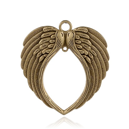 Liens de composants aile coeur alliage de lustre de style tibétain, sans nickel, 73x69x4mm, trou: 2.5 mm et 6 mm