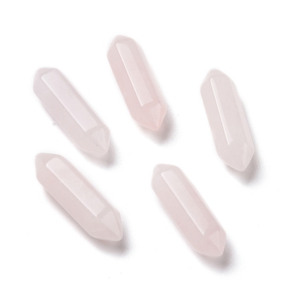 Natural Rose Quartz Healing Stones, Reiki Energy Balancing Meditation Therapy Wand, No Hole, Faceted, Double Terminated Points