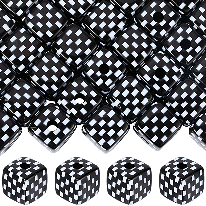 48шт непрозрачные акриловые европейские бусины, бусины с большим отверстием, кубические