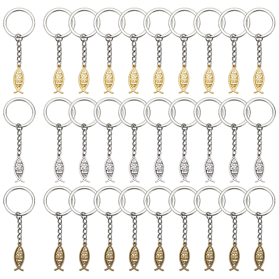 30шт. 3 брелоки из железа и сплава разных цветов, Иисус рыбы