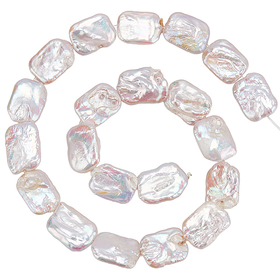 1 нитка натурального барочного жемчуга кеши жемчужные бусины нитки, культивированный пресноводный жемчуг, прямоугольные