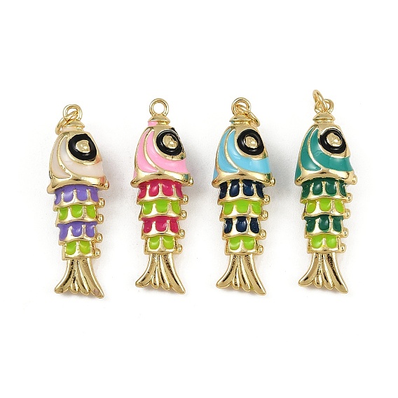 Латунь эмаль подвески, с целью перехода в кольце, очарование рыбы, реальный 18 k позолоченный, стойки покрытие, без свинца и без кадмия, долговечный