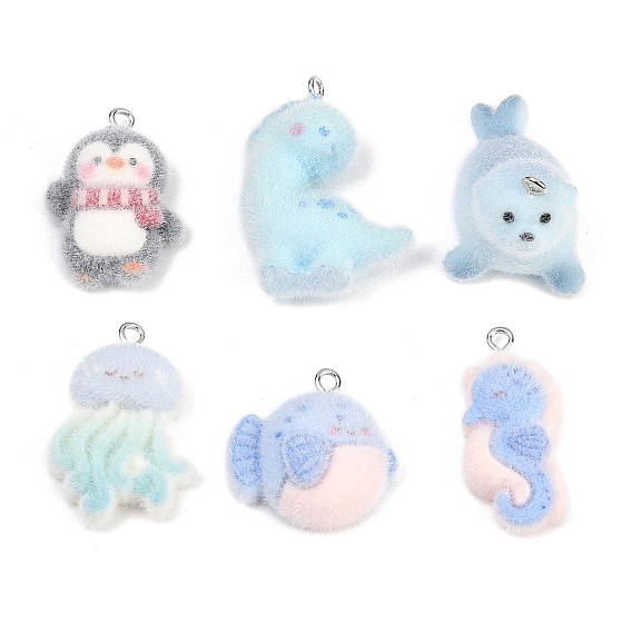 Флокированные подвески из непрозрачной смолы, с железной платиной петлей