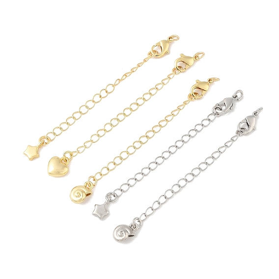 Латунный удлинитель цепи, с застежкой-карабином и подвесками, стойки покрытие, без кадмия и без свинца, долговечный, реальный 18 k позолоченный