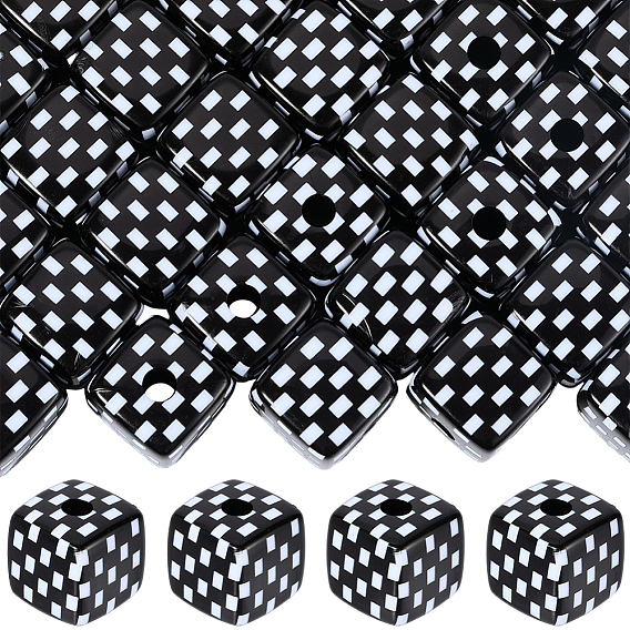 48шт непрозрачные акриловые европейские бусины, бусины с большим отверстием, кубические