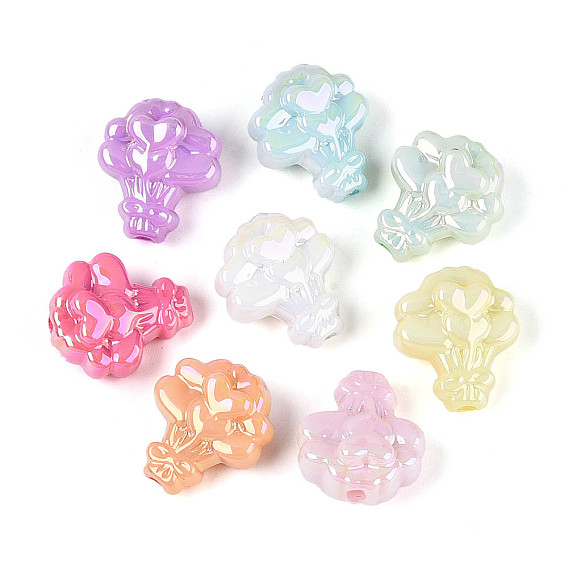 УФ-покрытие, светящиеся непрозрачные акриловые бусины, радужный, букет сердца, светится в темноте