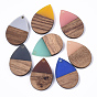 Resin & Walnut Wood Pendants, Waxed, Teardrop