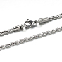 304 Stainless Steel Rope Chain Necklaces, with Lobster Claw Clasps, 19.6 inch(50cm), 2mm