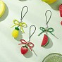 3 шт. подвесные украшения из стеклянных семян и смолы, с нейлоновым ремешком, арбуз, ананас и клубника