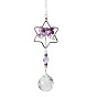 K9 Crystal Glass Big Pendant Decorations, Hanging Sun Catchers, with Amethyst Chip Beads, Star with Tree of Life