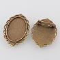 Сплавочная фурнитура для броши, античный сплав, с железными штифтами, без кадмия, без никеля и без свинца, овальный поднос: 30x20 мм, 42x29x2 мм, пины : 0.8 мм