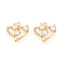 Подвески из латуни с прозрачным фианитом, сердце, без никеля 
