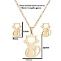 Charming Cat Pendant Necklace and Ear Stud Set - Minimalist Animal Jewelry