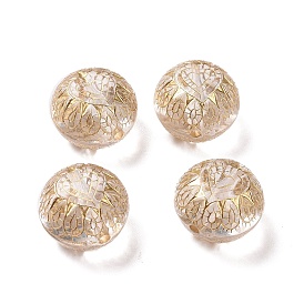 Plating Transparent Acrylic Beads, Golden Metal Enlaced, Rondelle