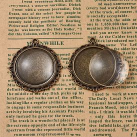 DIY Pendant Making, Tibetan Style Alloy Pendant Cabochon Settings and Transparent Glass Cabochons, Flat Round