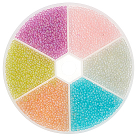 108g 6 Colors Luminous Glass Beads, Round, No Hole