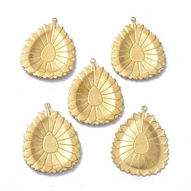 Brass Pendants, DIY Accessories, for Bracelets, Earrings, Necklaces, Teardrop with Flower