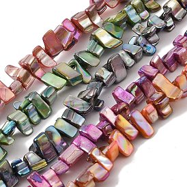 Natural Freshwater Shell Beads Strands, Dyed, AB Color, Nugget