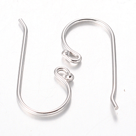 Platino plateado ganchos pendiente de la plata esterlina, 24x11 mm, pin: 0.9 mm, sobre 323pcs / 100g