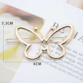 Alloy Geometric Hair Barrettes, Frog Buckle Hairpin for Women, Girls, Butterfly